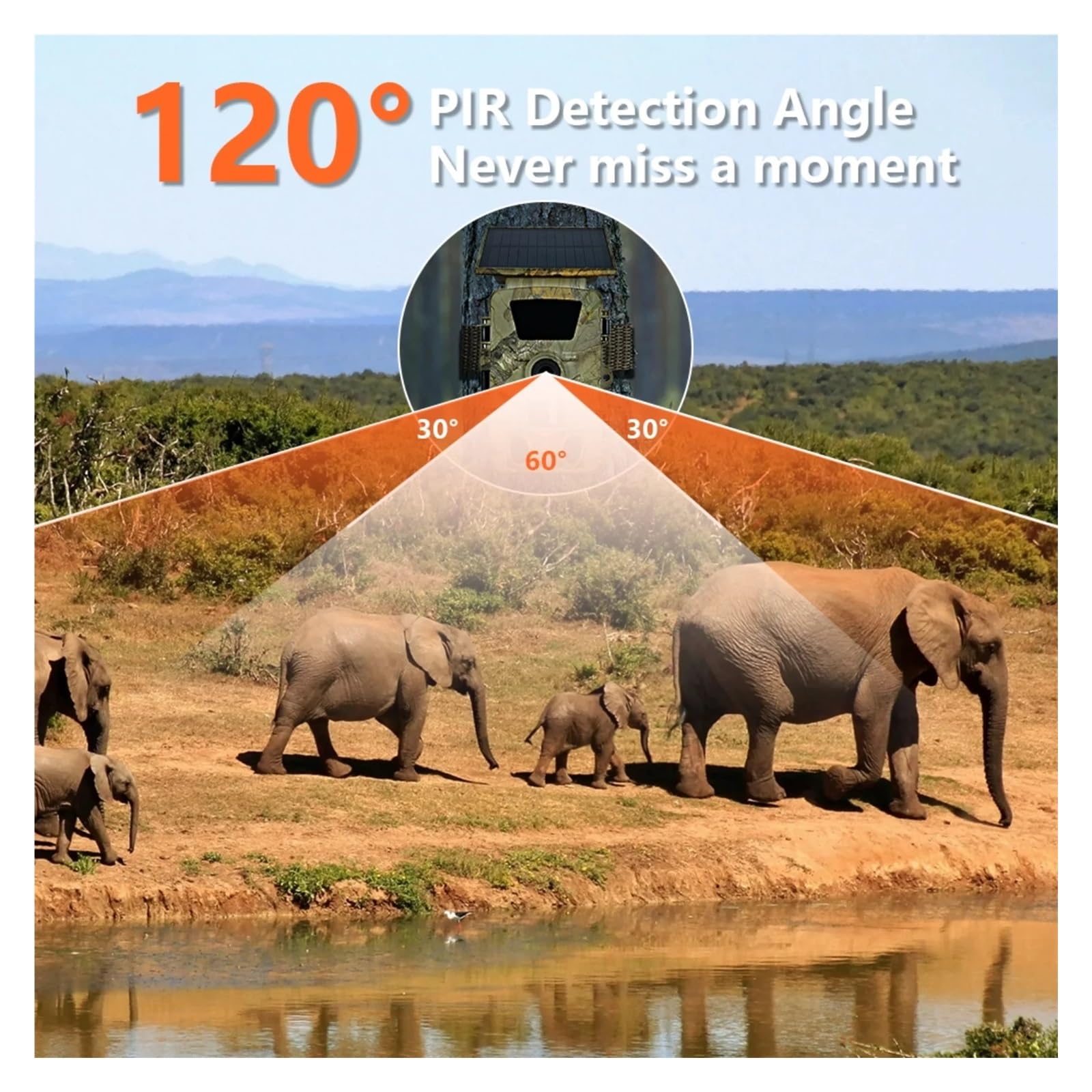 Cámara Vida Silvestre Cámara De Rastreo Solar 4K 5K 60MP WiFi Juego IP66 Impermeable Gran Angular Visión Nocturna For Monitoreo Detección Al Aire Libre Monitoreo Confiable Preciso(4K)