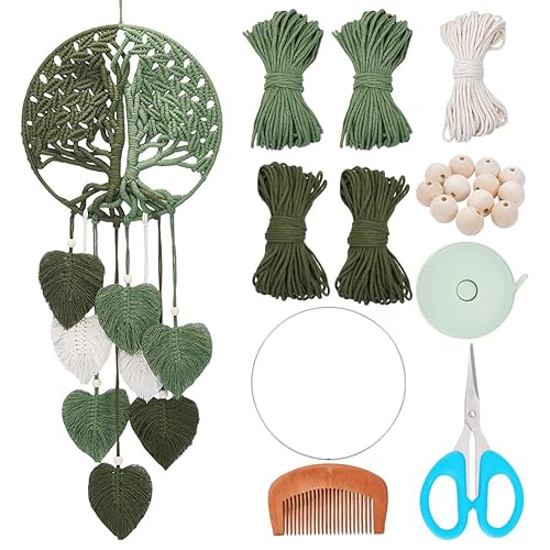 ACRNIGHEET DIY Macrame Kit for Adults Beginners Handmade Green Leaves