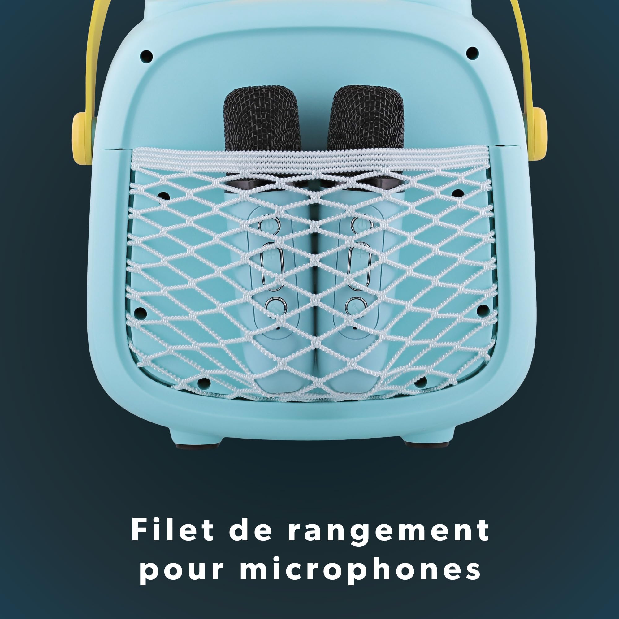 T'nB - Enceinte Bluetooth Karaoke, Idée Cadeau Noel, 2 Microphones sans Fil, 5 Effets Vocaux, Anneau Lumineux RGB, USB et Jack 3,5 mm, Poignée de Transport, Autonomie 5 h, Système Portable - Bleu