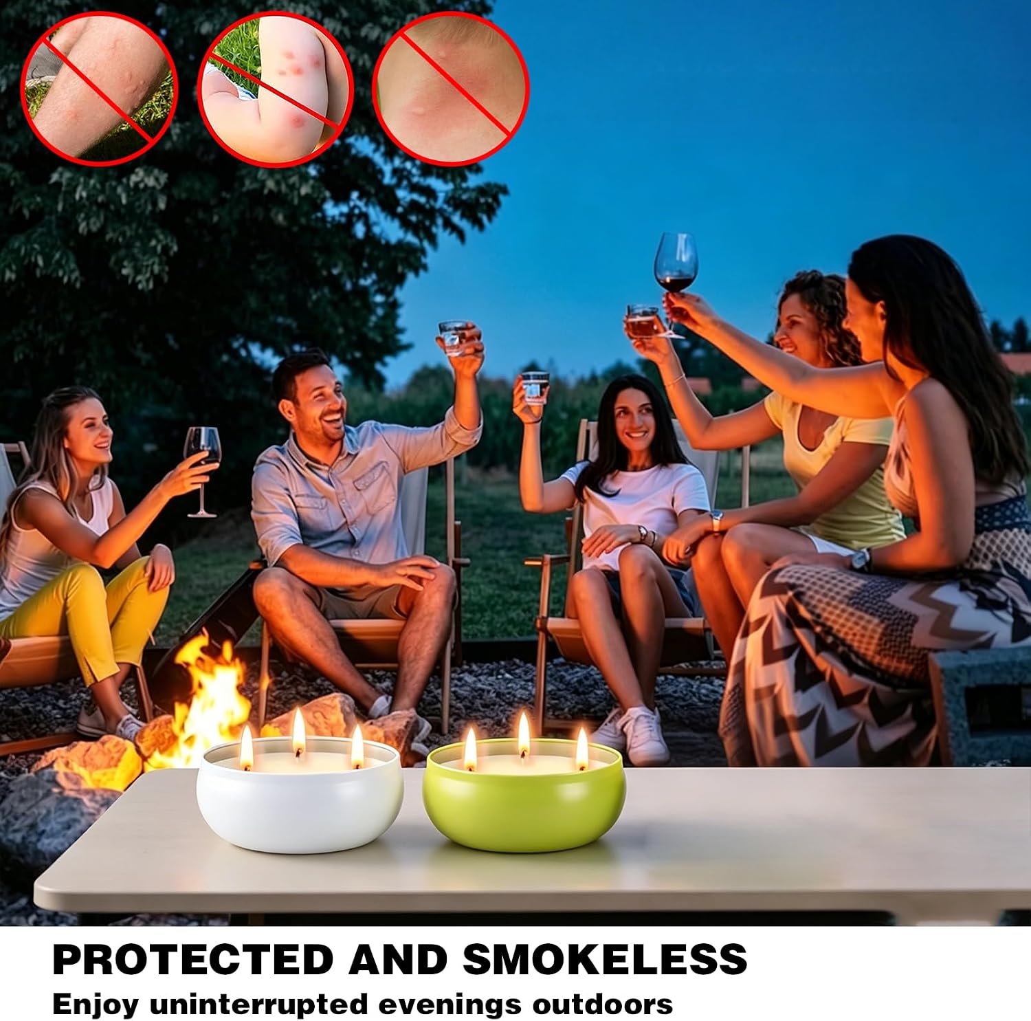 Citronella Candles Outdoor, Large Citronella Candle Set of 3, 12 oz 3 Wick Soy Candles with Natural Citronella Oil, 240 Hours Burn Time for Patio, Backyard, Deck, Garden, Camping, Summer Nights