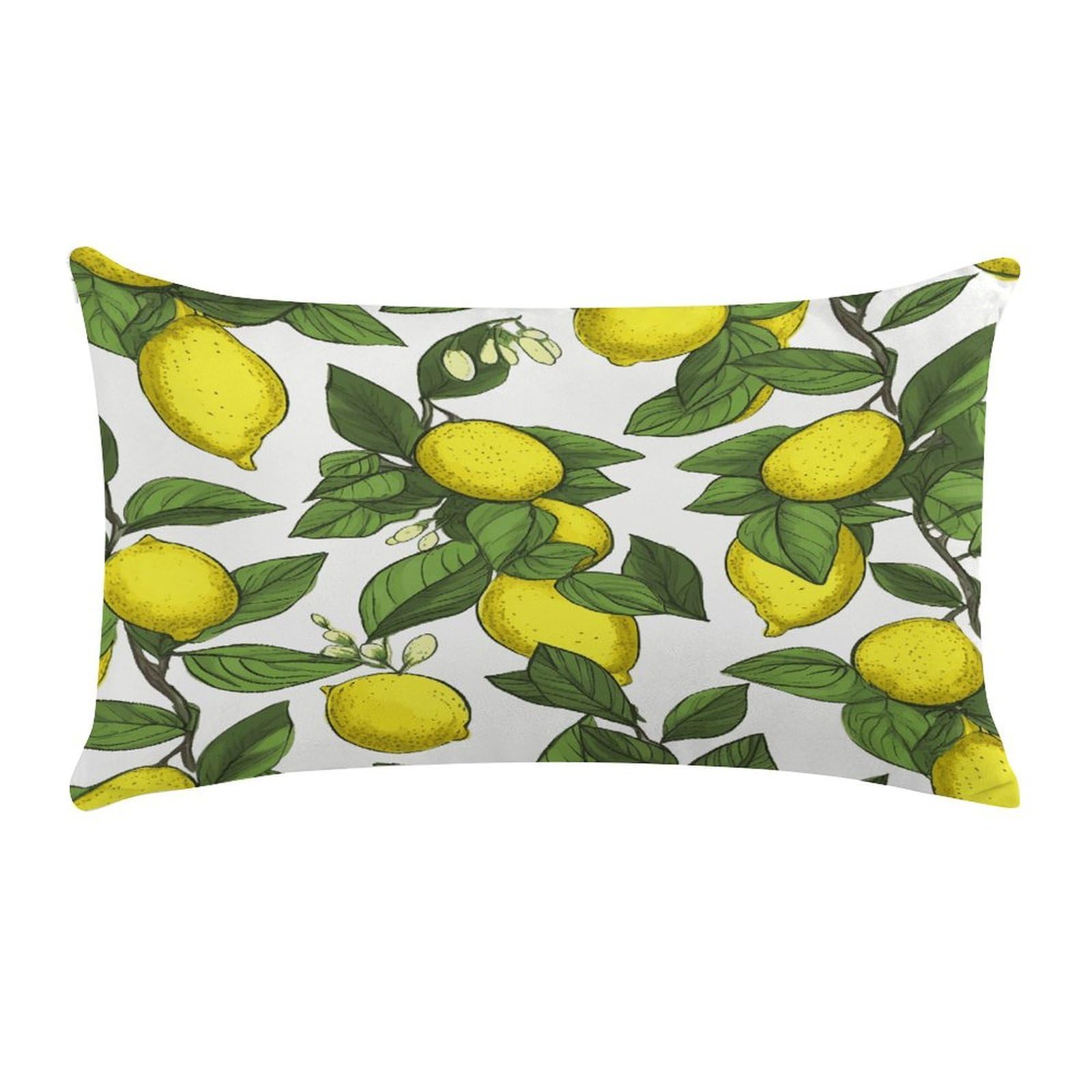Yellow Fresh Lemons Pillow Cover Super Soft Pillowcase Luxury Cozy Fuzzy Velvet Pillow Shams Breathable Standard Pillow Cases with Zipper Wrinkle-Free Pillow Cover 12 "×20 "