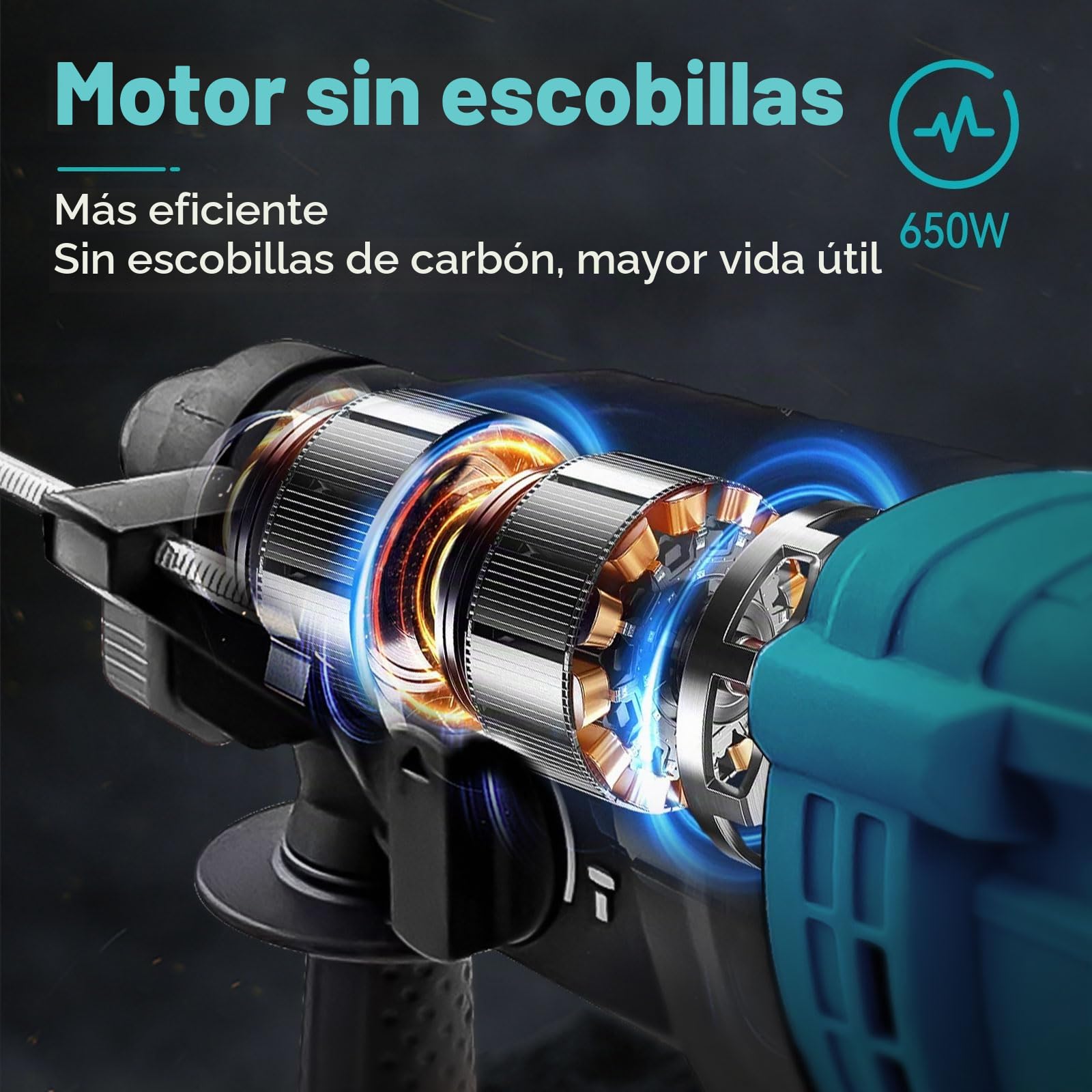 Taladro de martillo giratorio inalámbrico 18 V/21 V, taladro SDS-Plus sin escobillas, 650 W