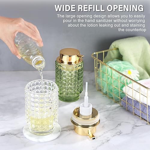 Miniatura 5 de LEICURACE Dispensador de jabón de manos espumoso de vidrio, dispensador de jabón espumoso para decoración de baño, dispensador de jabón con bomba