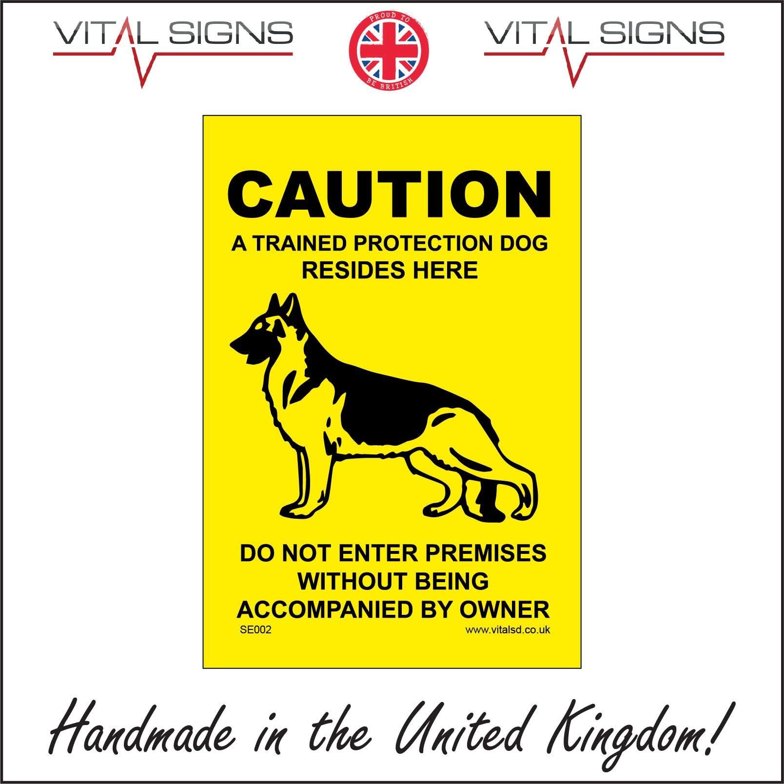 SE002 Protection Dog Resides Do Not Enter Without Accompanied By Owner SIGN 300mm x 400mm 5mm Heavy Duty Foamex Foamboard