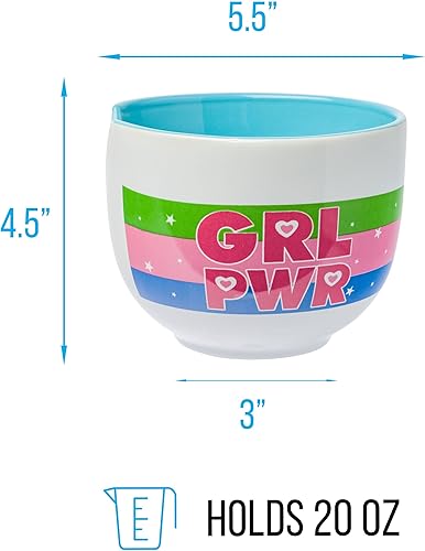 Miniatura 2 de Silver Buffalo The Powerpuff Girls Girl Power Featuring Blossom, Bubbles, and Buttercup Ceramic Ramen Noodle Rice Bowl with Chopsticks, Microwave