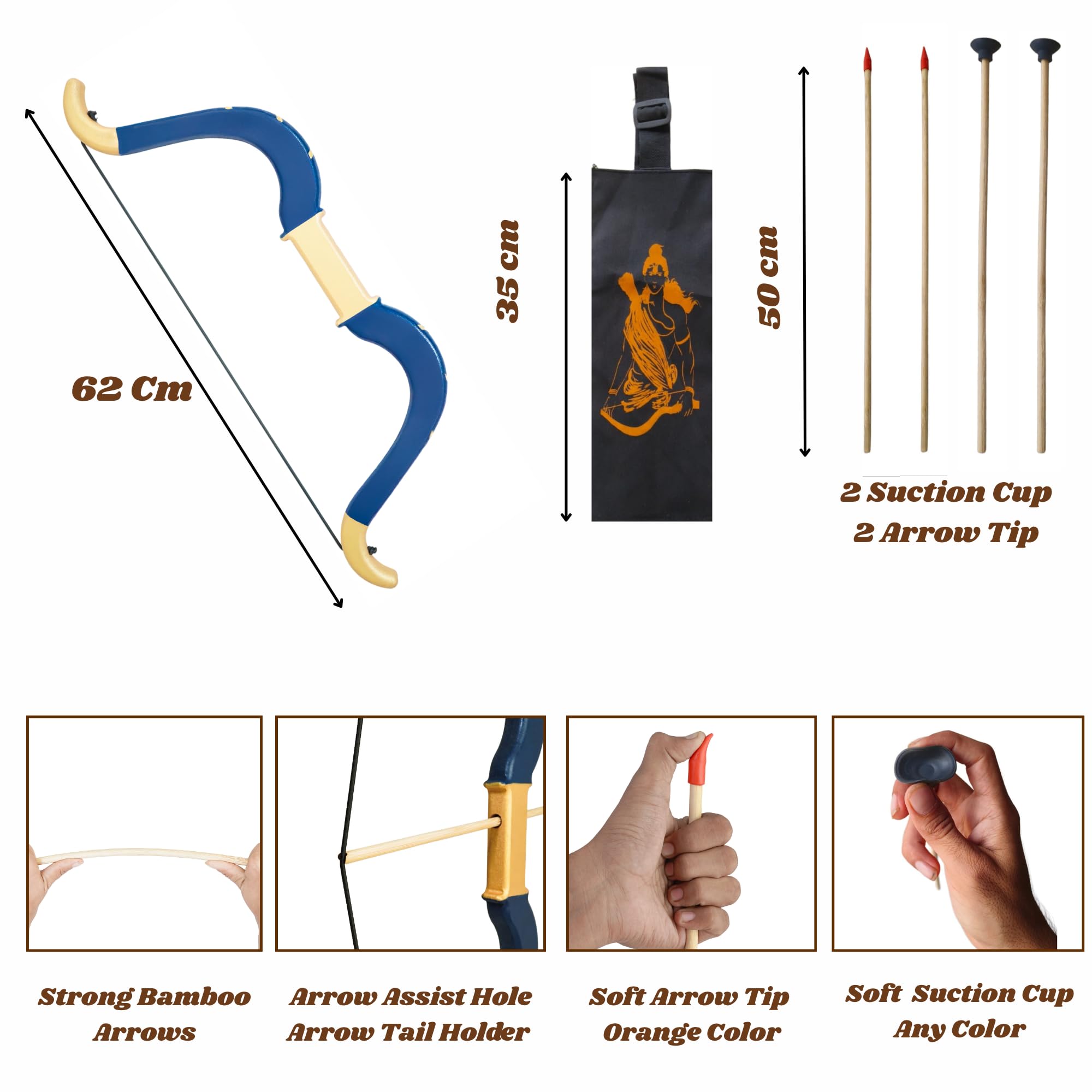 Kids Archery Set - Ramayana Style Wooden Bow & Arrow -6