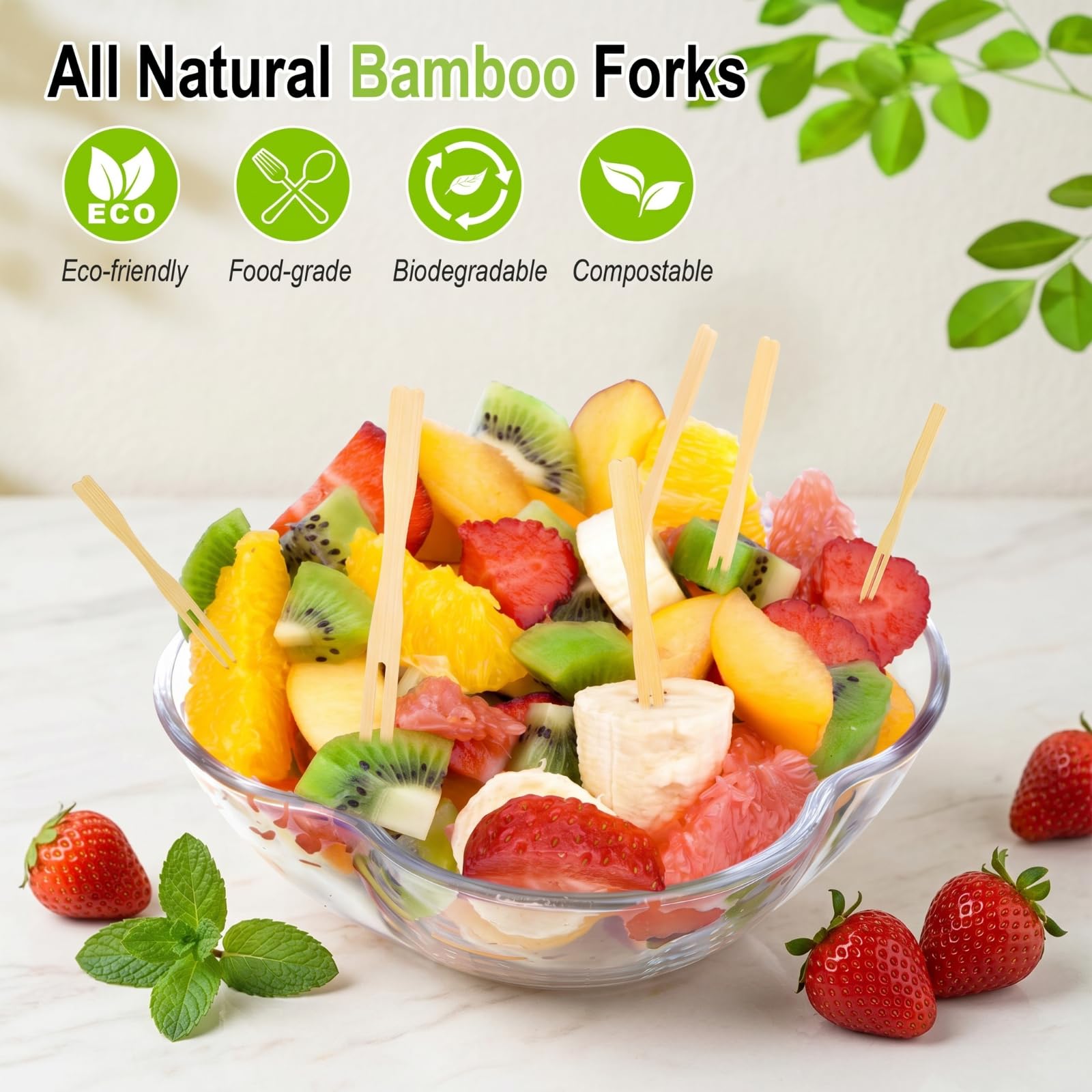 Bamboo Appetizer Forks - 440 Pack -3 Bamboo Appetizer Forks - 440 Pack -3