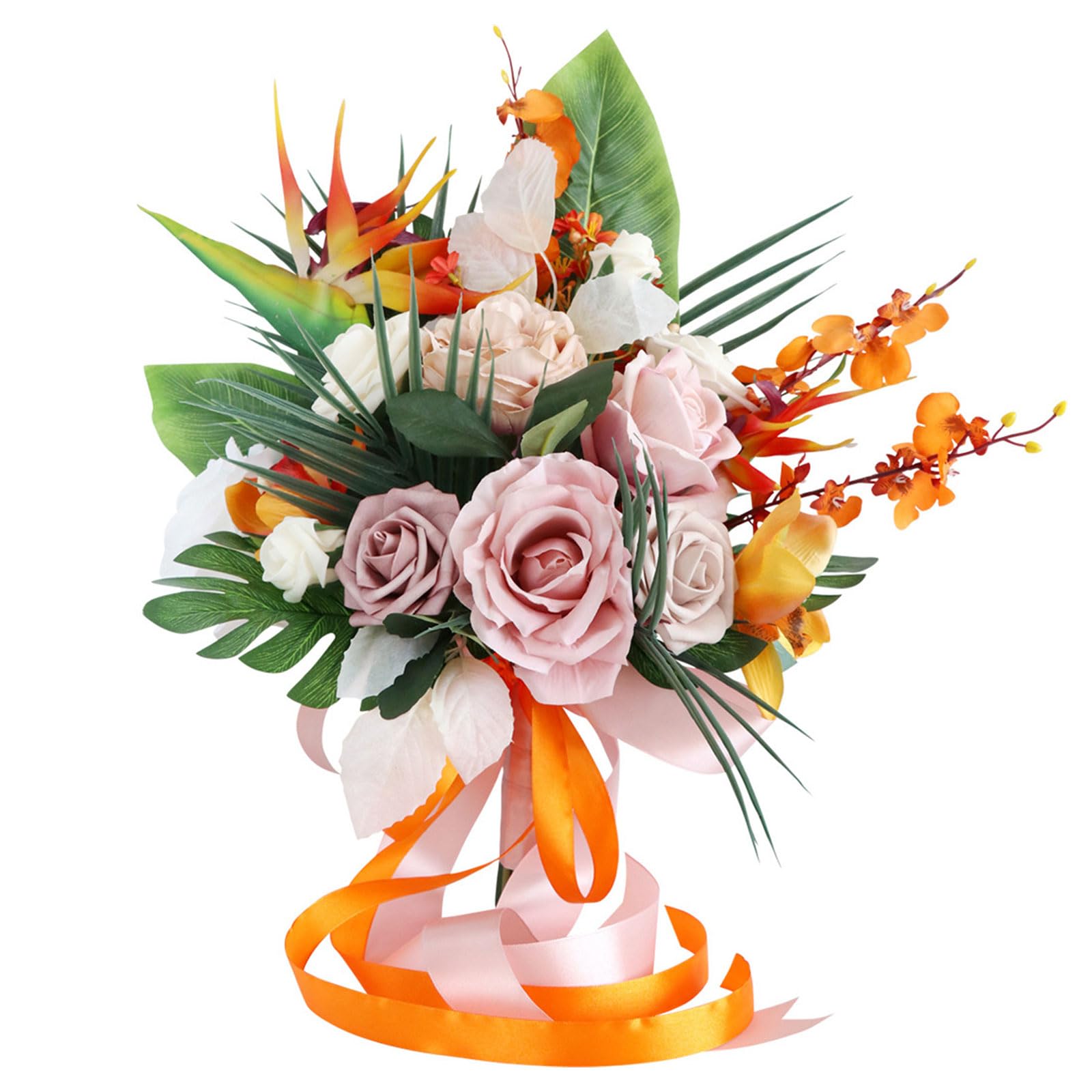 Elnwnnkc Realistic Flower Handheld Bouquet for Wedding Romance Bridal Tossing Bouquet for Bridesmaids Wedding Ceremony Flowers Bridal Artificial Flowers Centerpiece Decorations Table Decorations