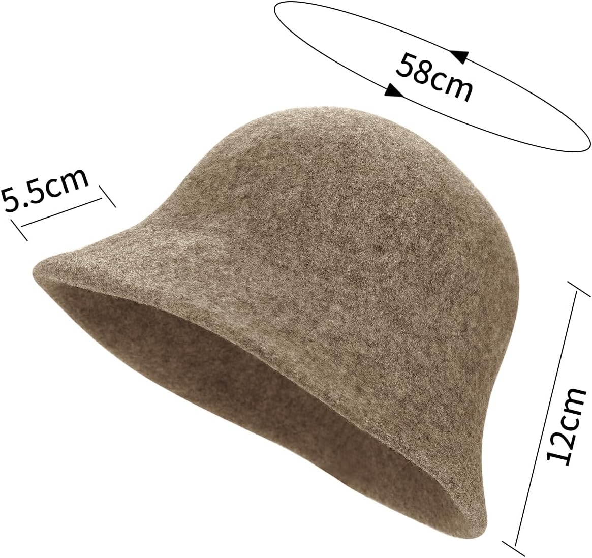 Women Cloche Bucket Hat Vintage Faux Wool Felt Hat Winter Warm Church Bowler Cap Ladies Fedora Fall Bell Round Cap - Image 3