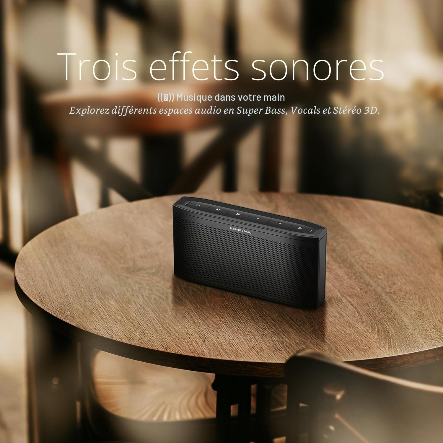 BOGASING Era S9 Pro Enceinte Bluetooth Puissante, Haut Parleur avec Audio 2 Canaux et Deux radiateurs passifs, 48H Autonomie, EQ, TF Carte, AUX, Microphone Intégré, Enceintes pour la Bureau (Noir)