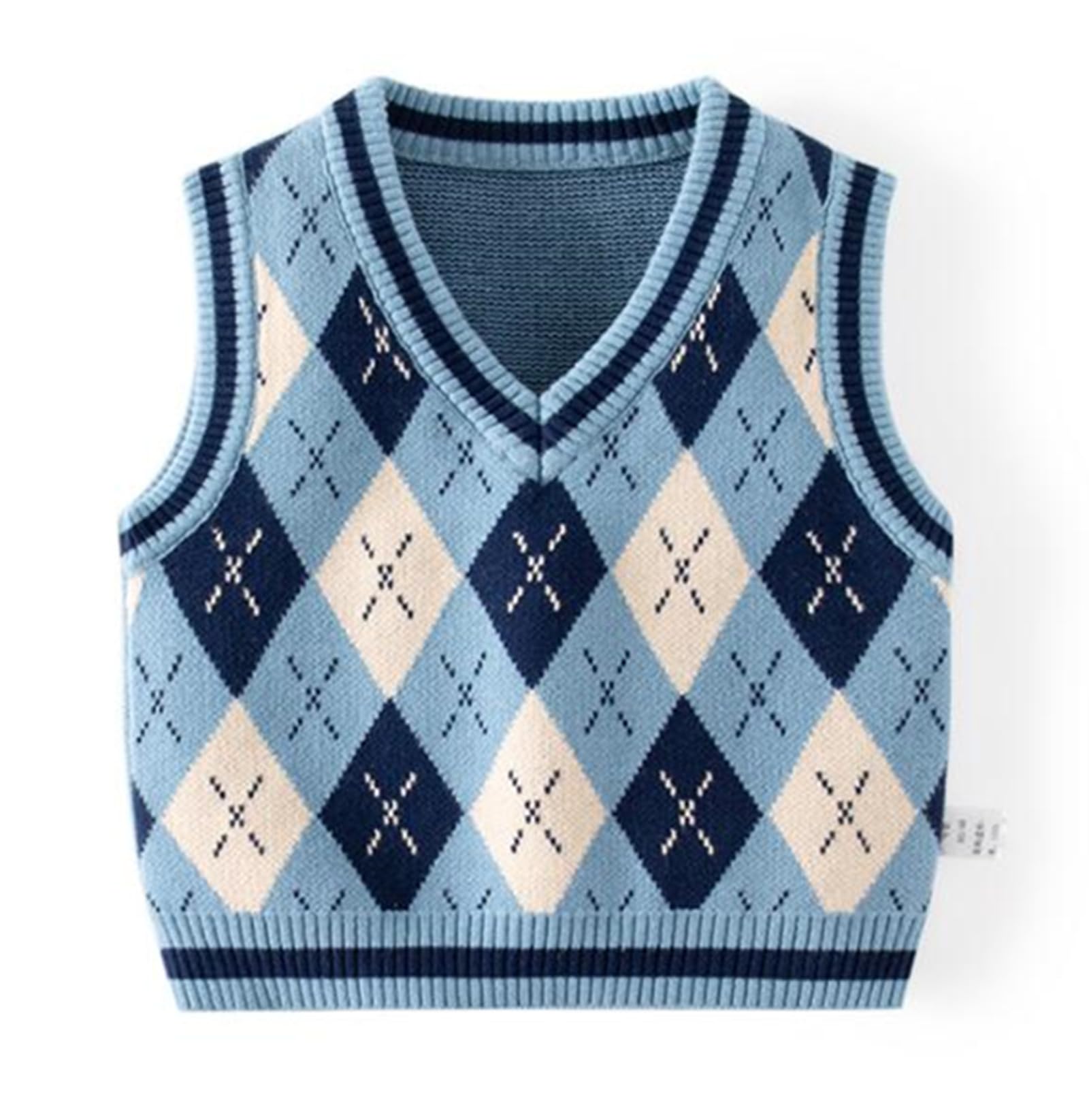 Unisex Baby Sweater Vest Knitted Soft Uniform Cotton V-Neck Sleveeless Waistcoat Vest
