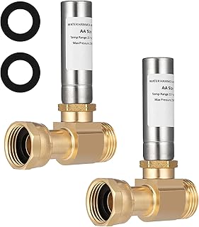 (2 Pack) Lidertik Water Hammer Arrestor for Washing Machine and 3/4 Inch Garden Hose, Stainless Steel Chamber and 2 More Washers, Absorb Shock and Reduce Noise LI-XYJSC-BXG-S(2 PCS)