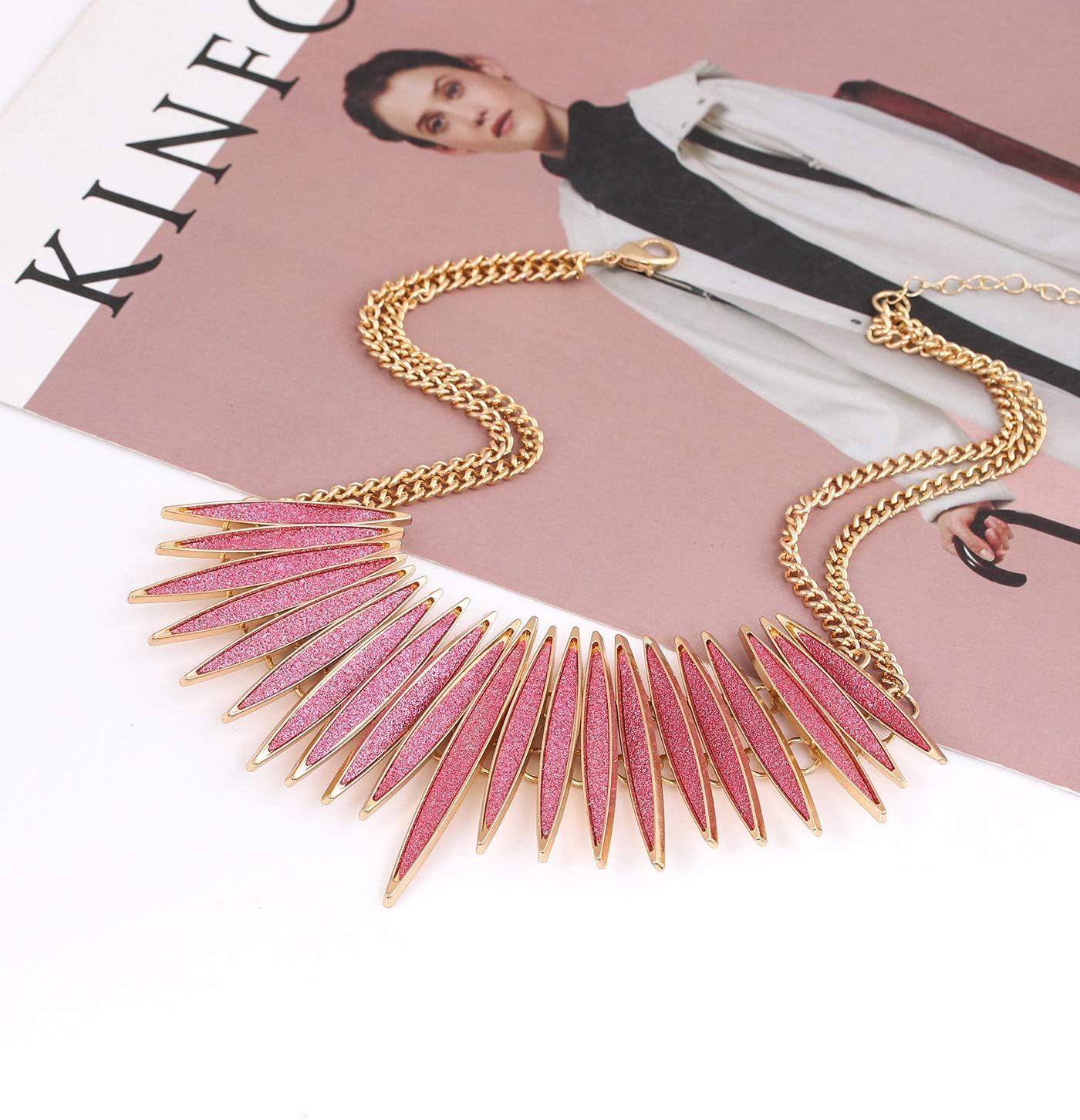 MOLOCH Sparkling Druzy Leaf Choker Necklace Fashion Gold-Tone Collar Necklace Bib Statement Chunky Tribal Necklace Woman Jewelry - Image 3