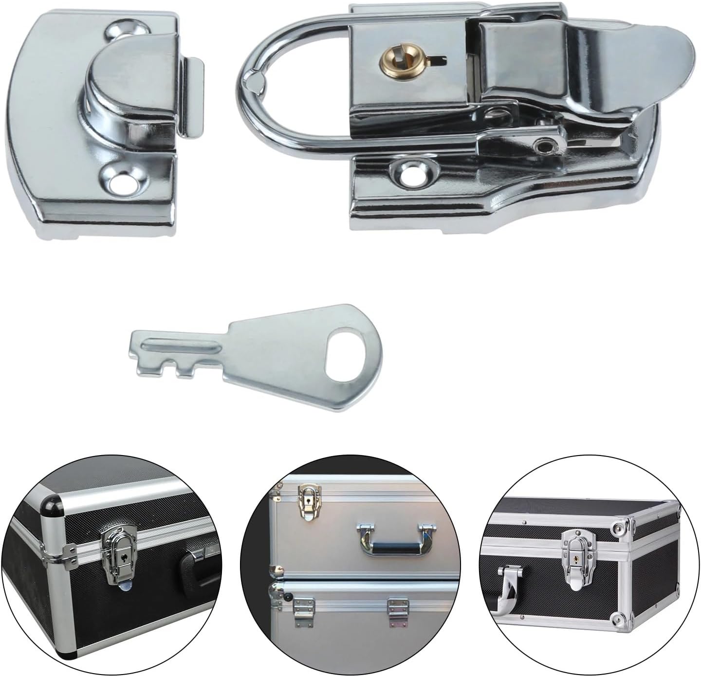 1 Set Metal Hasp Buckle for Tool Box Case 76x45mm Electric Cabinet Toggle Latch Lock with Key Suitcase Tool Locker Hardware