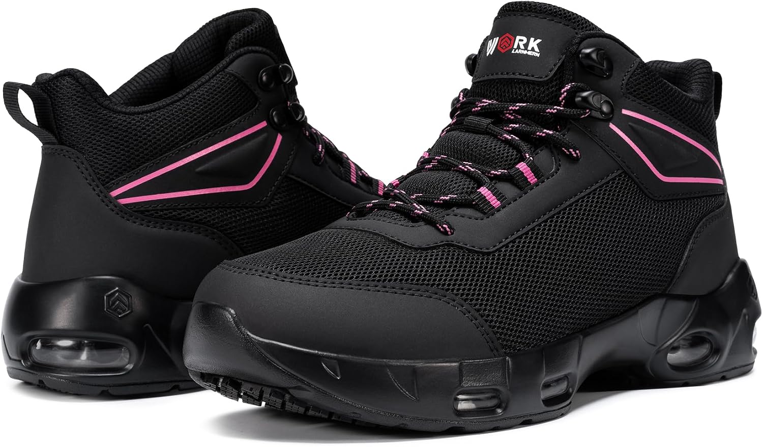 LARNMERN Women's Shoes Non Slip Resistant Boots Work Sole-Cushion Breathable Comfort Botas Hiking Mujer Zapatos de Trabajo Black