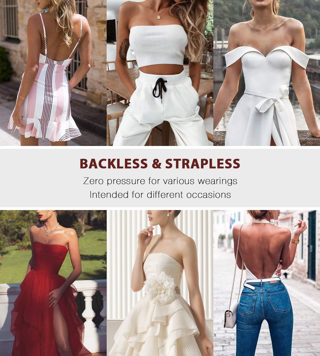 JOATEAY Sticky Bra - Deep Plunge Strapless Push Up Reusable Underwire Adhesive Bra for Women Backless Dress Partywear Wedding - Image 6