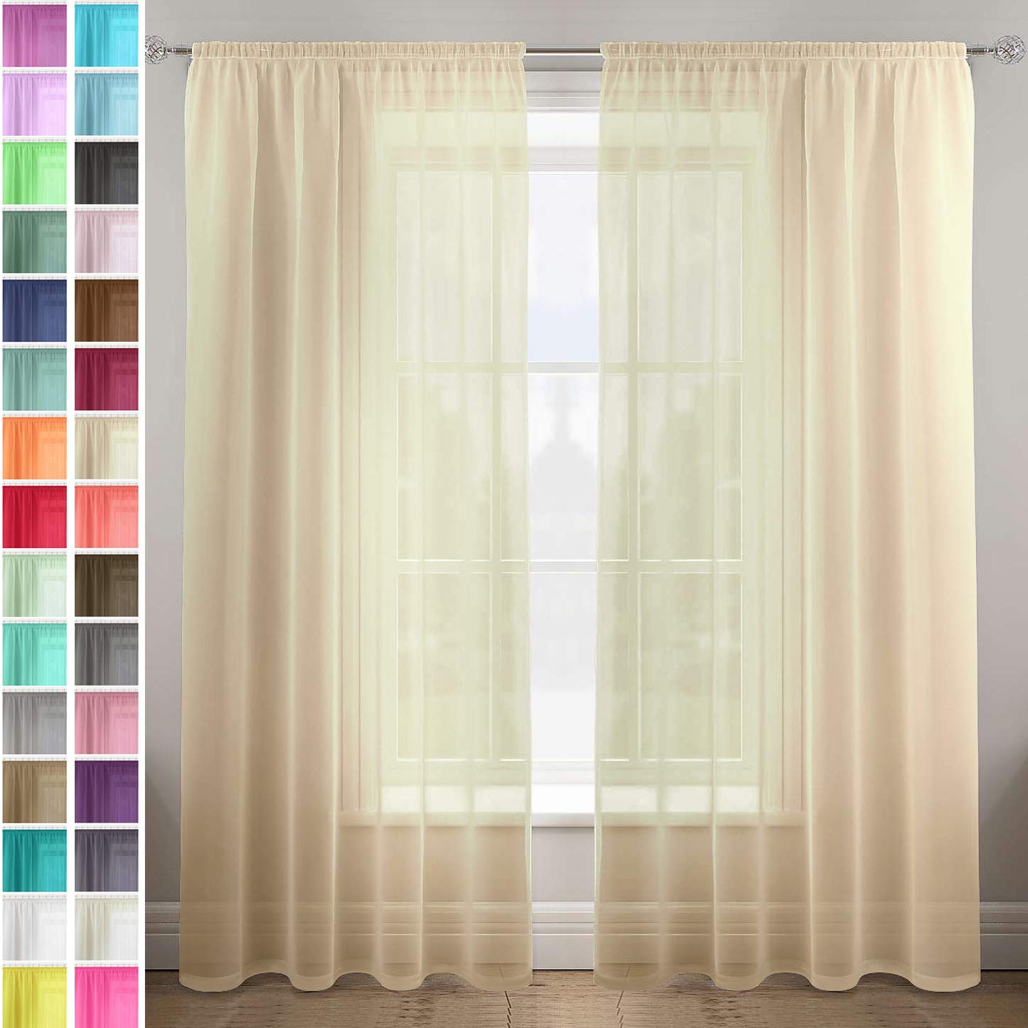 Megachest gathering tape voile curtain(champagne W 56" x L 81" (2 Panels)