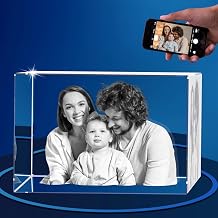Gypsophila 3D Crystal Photo, Customized 3D Picture in Crystal,Christmas Customized Gifts for Women,Men,Wife,Husband,Mom,Personalized Gift with Your Own Picture Photo,Custom 3D Crystal Cube