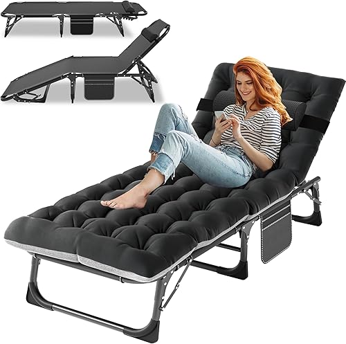 ABORON Silla de descanso plegable 3 en 1, silla tumbona de carga de 500 libras, silla portátil ajustable para el hogar, jardín, playa, oficina,