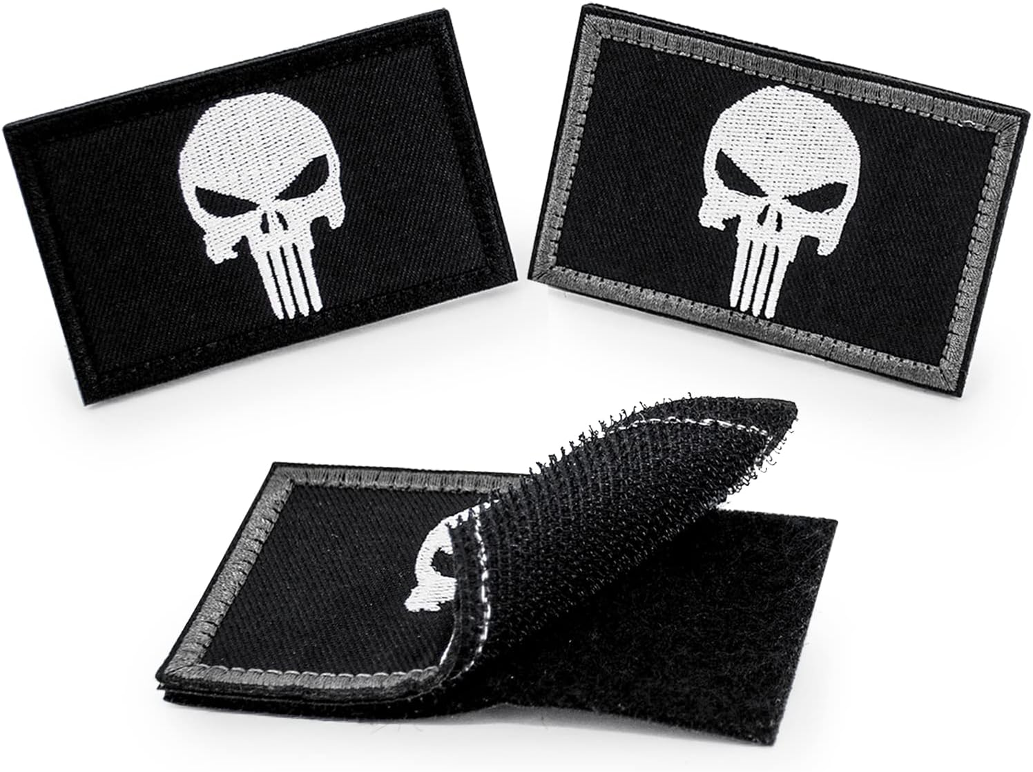 2 Pack Skull Punisher Velcro Patch,Tactical Embroidered Patchs Military Velcro Patchs,Hook & Loop Black Velcro Patch and Badges for Jacket Backpack Jeans Hat Decoration