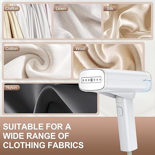 Miniatura 7 de Vaporizador para ropa, plegable de mano, removedor de arrugas para ropa, calor rápido y uniforme de 20 segundos, vaporizador de viaje de 1200 W para