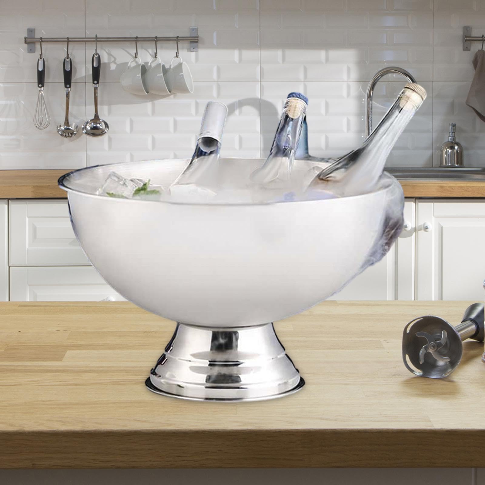 Qectial Cubeta de Hielo de Acero Inoxidable Recipiente para Hielo de Vino Barril para Enfriar Bebidas Material Resistente Adecuado para Reuniones