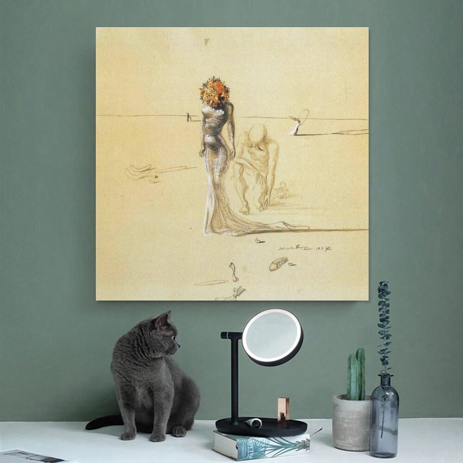 Amazon.co.jp: Salvador Daliサルバドール・ダリ画家の作品《花の頭を