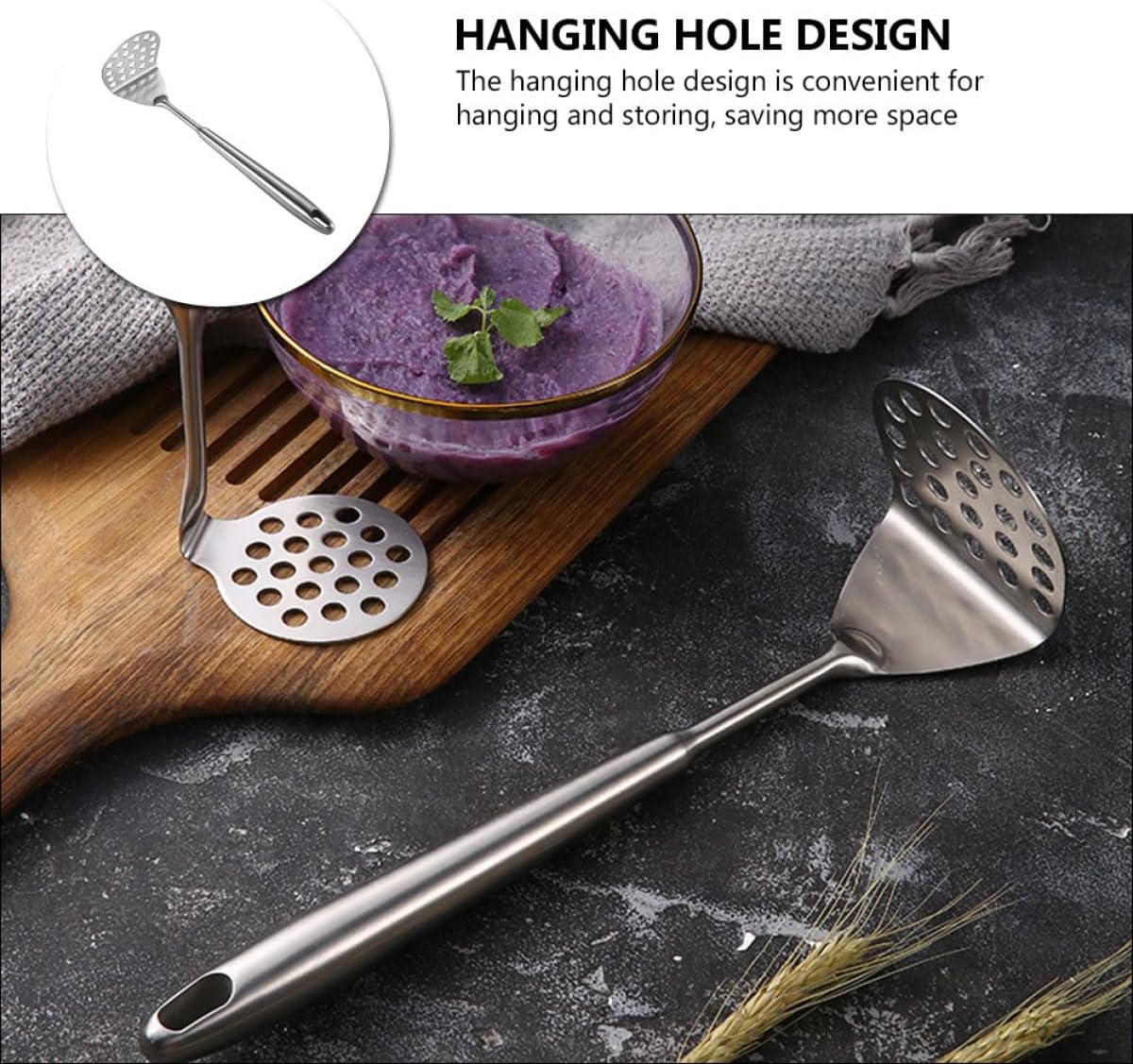 Handheld Potato Masher Stainless Steel Large Manual Potato Crusher Kitchen Tool and Vegetable Smasher Household Cooking