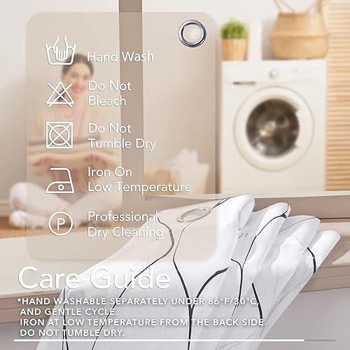 Miniatura 8 de Deconovo - Cortinas translúcidas con patrón de ondas impresas en lámina de aluminio, con aspecto de lino, juego de 2 paneles de cortinas de gasa con