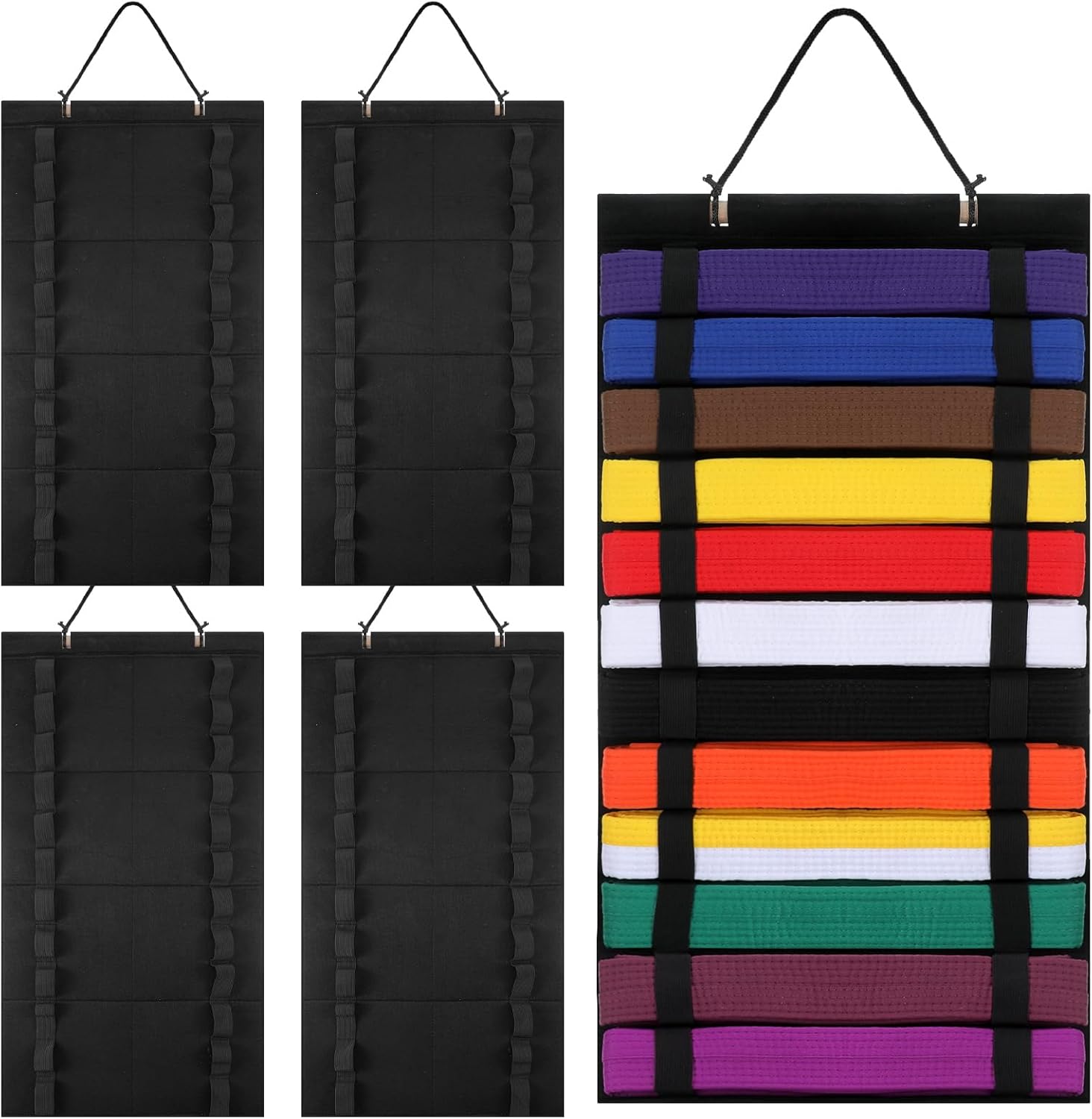 4 Pcs Karate Belt Display Rack Holds 12 Belts Felt Black