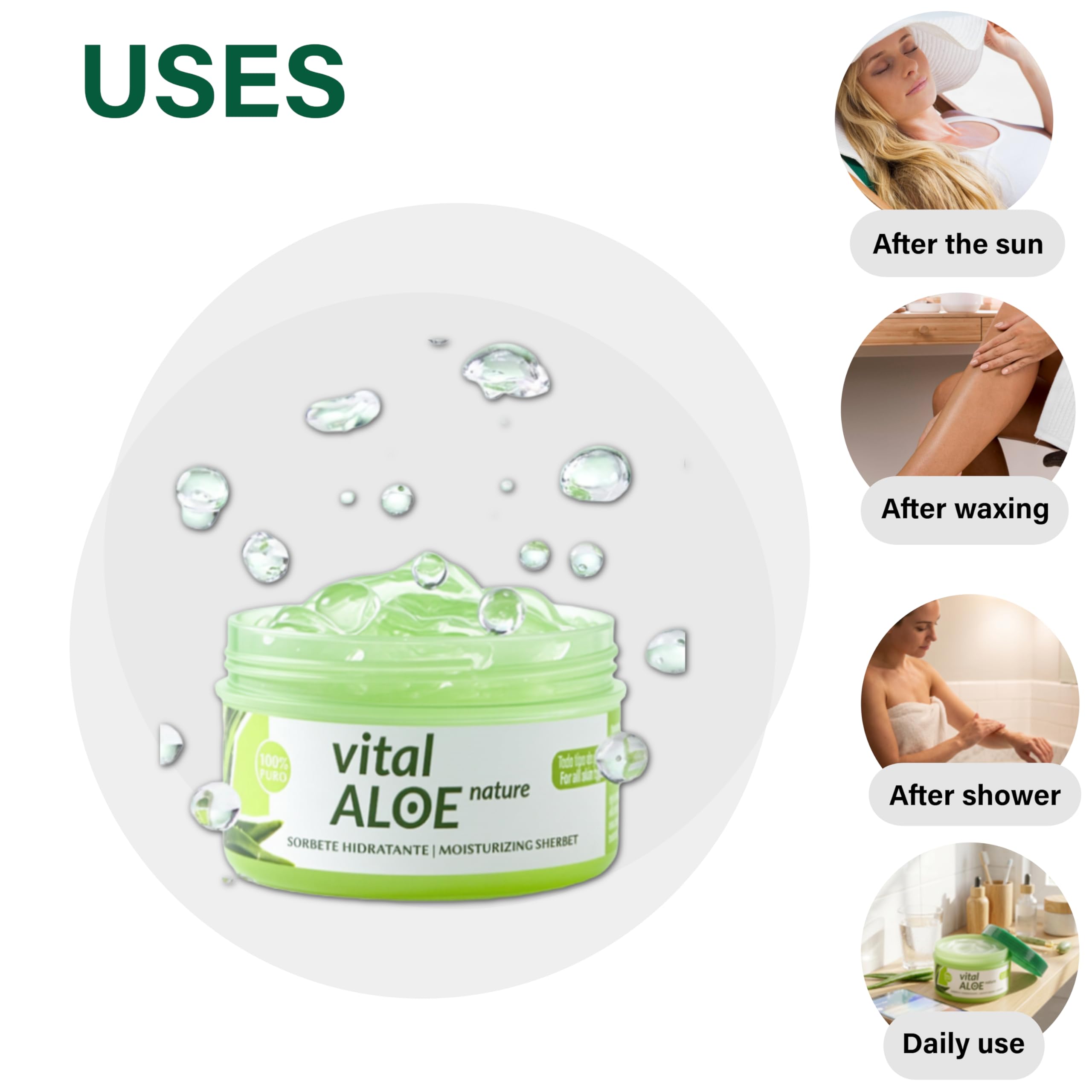 Sorbetto Idratante Aloe Vera 5x250 ml | Crema Gel Viso e Corpo con Aloe Vera Bio | Texture Leggera e Rinfrescante | Doposole e Post-Depilazione | Vegan, Senza Parabeni e Siliconi