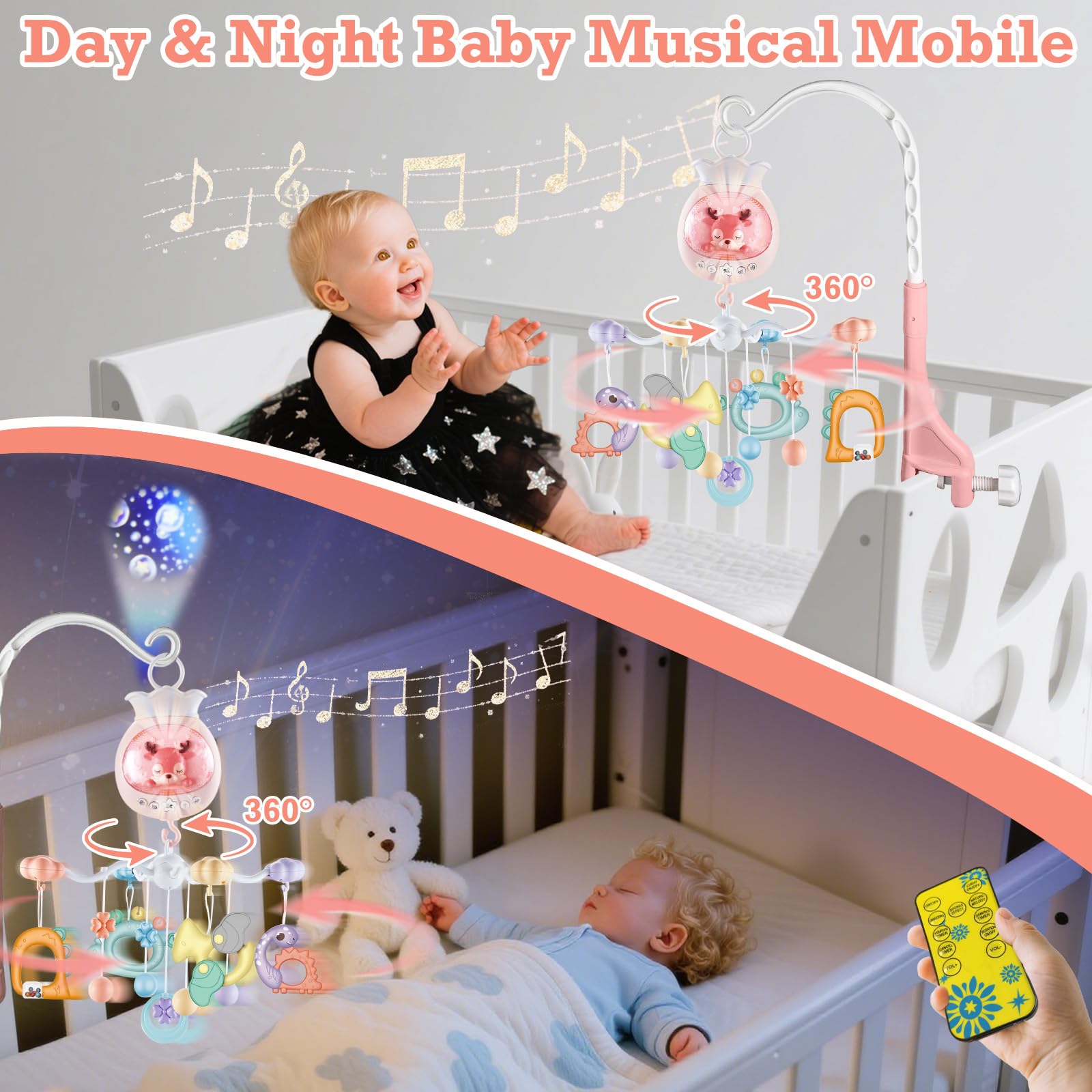 KalaDuck Cot Mobiles for Babies with Music Rotatable Crib Mobile with Projection, Timing Function and Baby Rattles Toy - Image 4