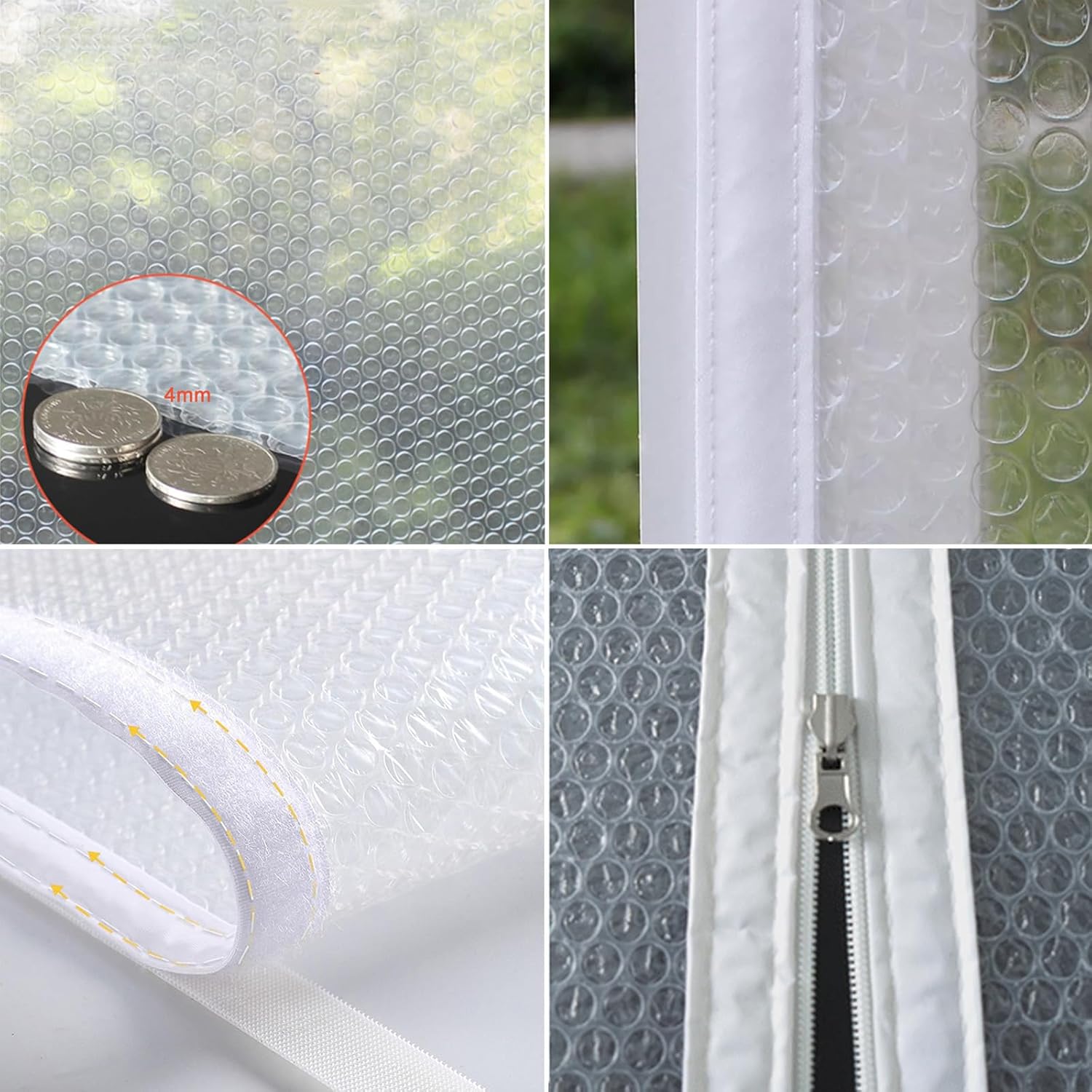 Weatherproofing Window Insulation Kit,Heavy Duty Window Insulation Film,Winter Warm Windproof Curtain,Protection From Cold,Keep Warm,with Zip,Width x Height (86.6in x 39.4in)