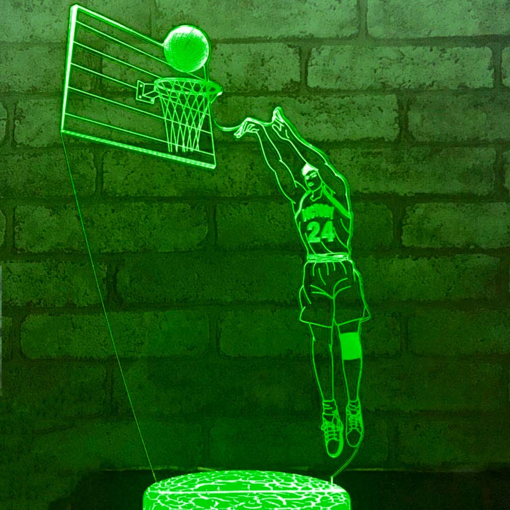 3D Basketball Dunk Night Light USB Touch Switch Decor Table Desk Optical Illusion Lamps 7 Color Changing Lights LED Table Lamp Xmas Home Love Brithday Children Kids Decor Toy Gift