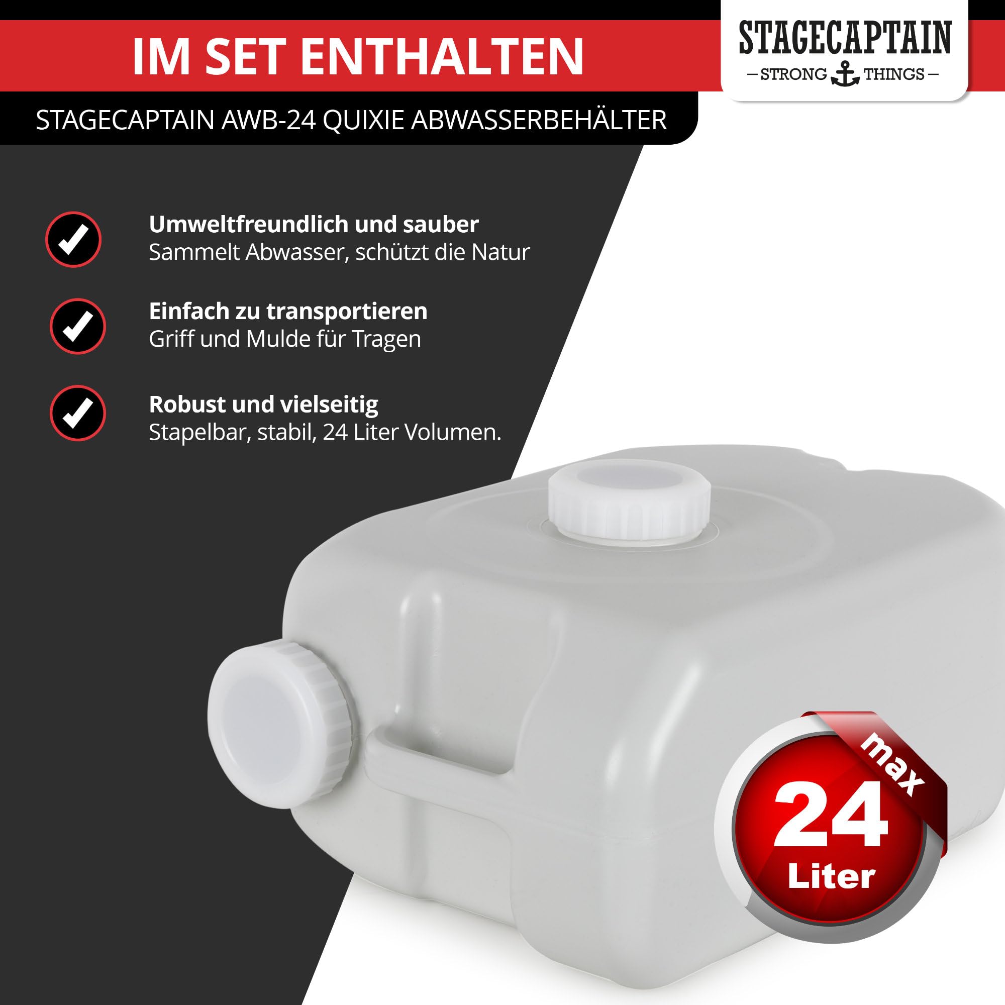 Stagecaptain PSW-17 Quixie Przenośna umywalka kempingowa Zestaw Deluxe - Mobilna umywalka do mycia na świeżym powietrzu Zbiornik Pompa mechaniczna - Zlew z kołami i zbiornikiem na wodę