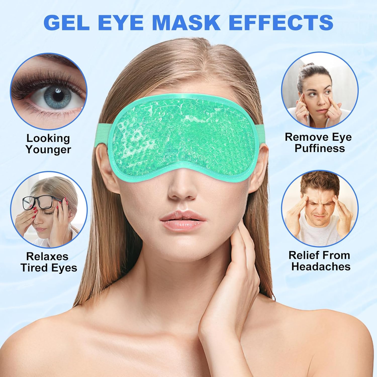 candyfouse 2Pack Cold Cooling Eye Mask, Reusable Hot Colder Therapy Gel Bead with Plush Backing for Puffiness Migraine Stress Relief Skin Care Dry Eyes - Image 6