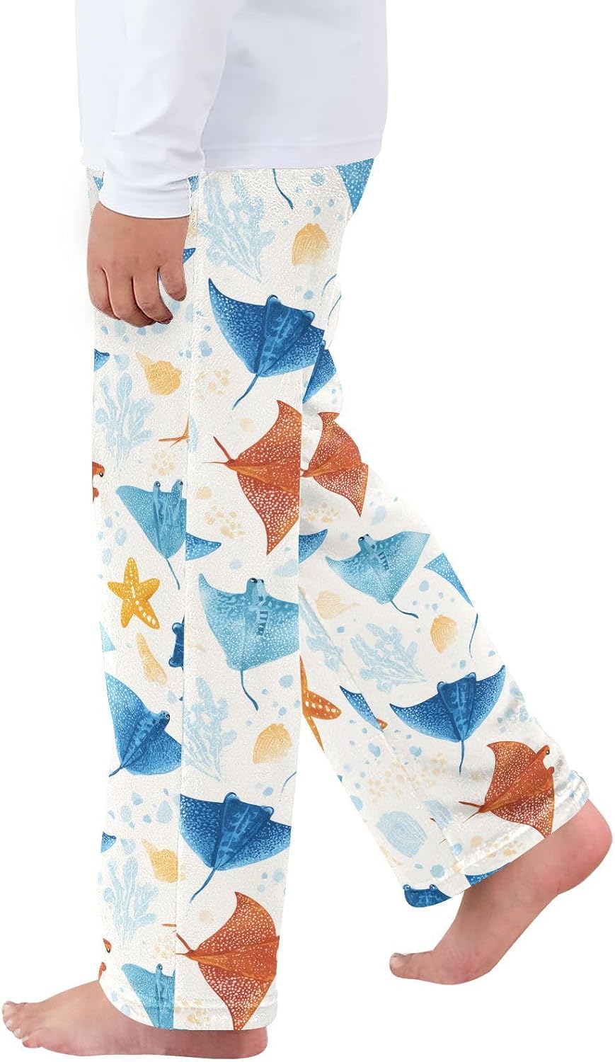 visesunny Cute Manta Ray Star Boys Pants for Kids Fleece Bottoms Long Jogger Pants Trousers with Pockets Size 6-14Y
