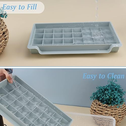 Miniatura 2 de Unigul Bandeja para cubitos de hielo con tapa y contenedor (paquete de 3), molde de cubitos de hielo de 1.2 pulgadas, bandeja de hielo hexagonal