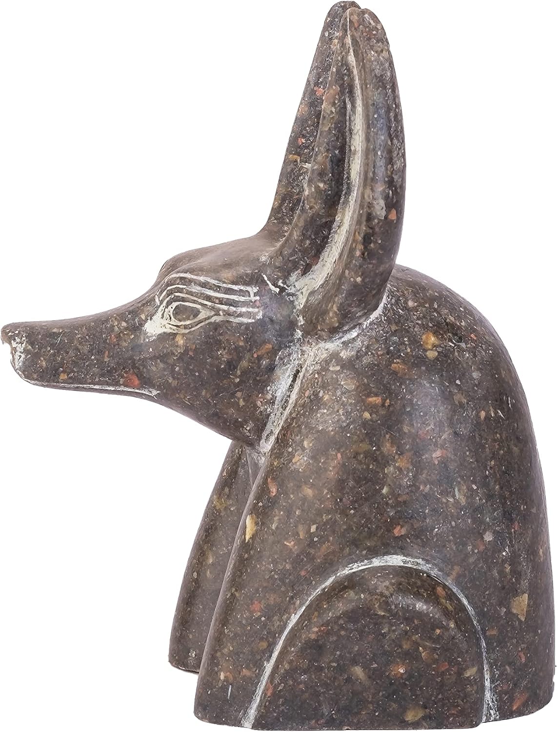 Rare Bust of Anubis Jackal face, God of afterlife and mummification handmade Altar statue made in Egypt from granite stone.