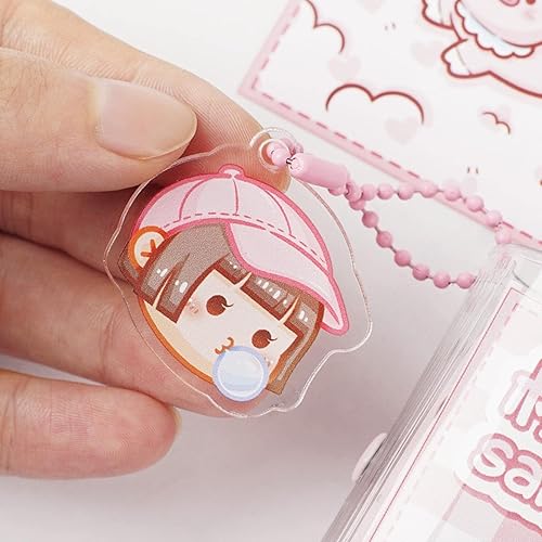 Miniatura 5 de Korean Stationery Mini Transparent 3 Hole Binder Spiral Diary Notebook Creative Cartoon Portable Journal Notebook Agenda Notepad（Pink）