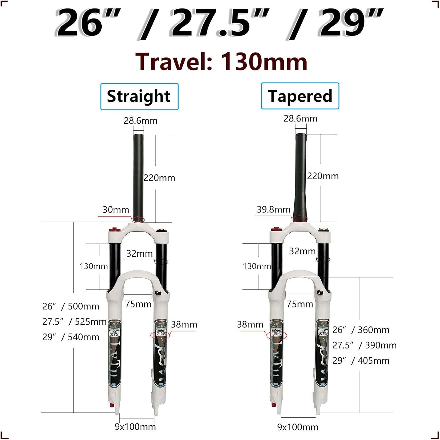 130mm Travel Mountain Bike Suspension Fork 26 27.5 29 Inch Rebound Adjust, Front Fork Air Shock Absorber