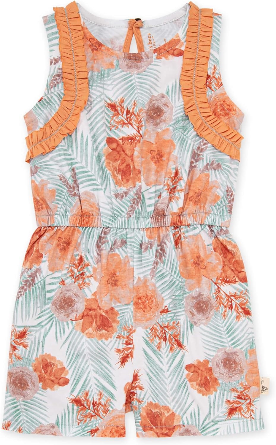 Burt's Bees Baby, Girls Sleeveless Romper, 100% Organic Cotton One-piece Shortall and Layette Set Girl Outfit