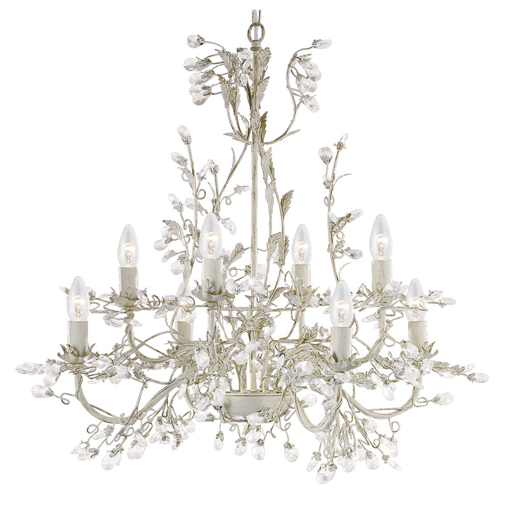 Searchlight Lighting Silver Almandite 8 Light Crystal Chandelier
