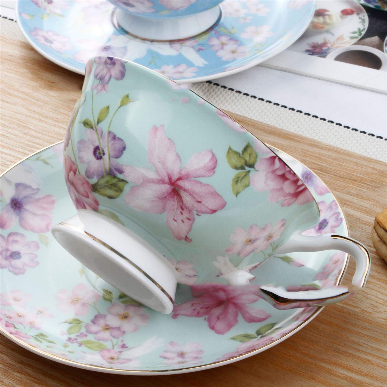 Tasse de café soucoupe en céramique verte pour thé chaud et expresso de maison