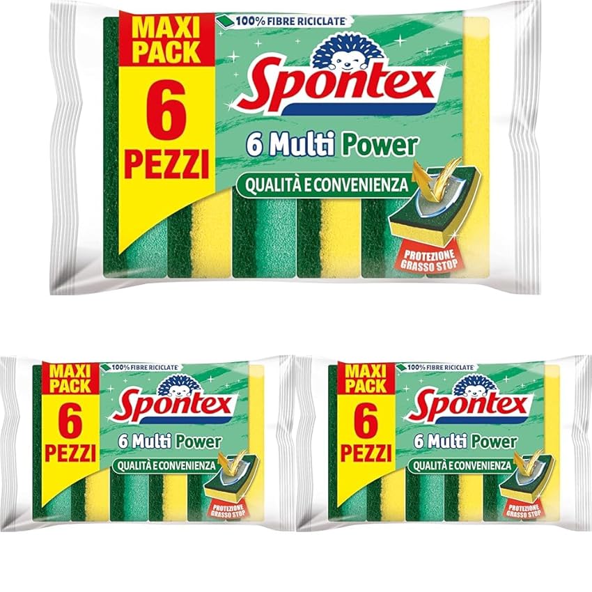 Spontex Spugna Anti Grasso Multi Power, 6 pezzi (Confezione da 3)