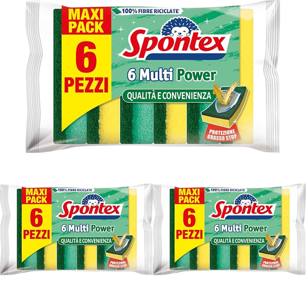 Spontex Spugna Anti Grasso Multi Power, 6 pezzi (Confezione da 3)