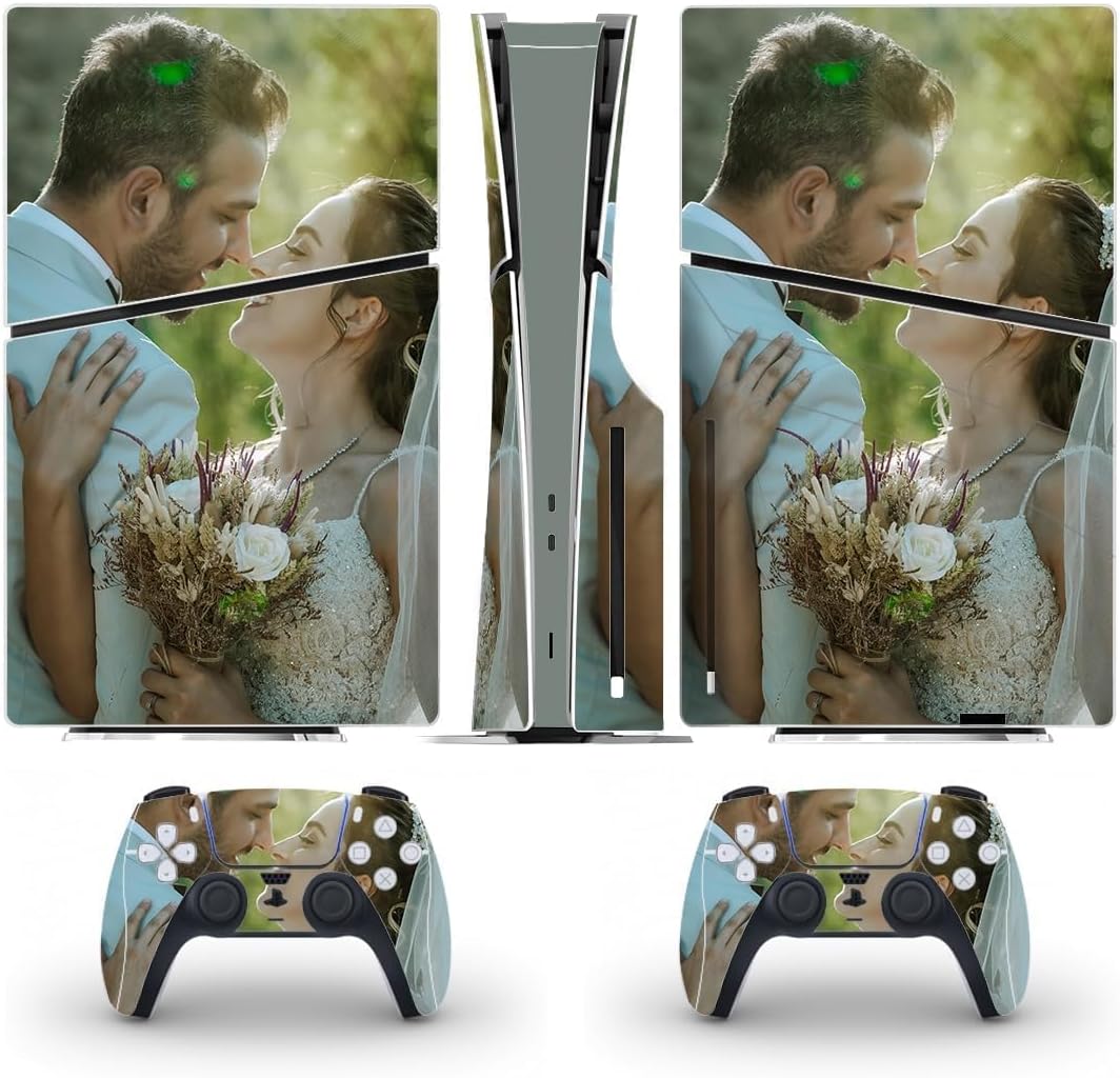 Custom Vinyl Skin for PS5 Slim Disc Edition Console & Controllers - Personalized with Your Photos - Sticker Decal Cover