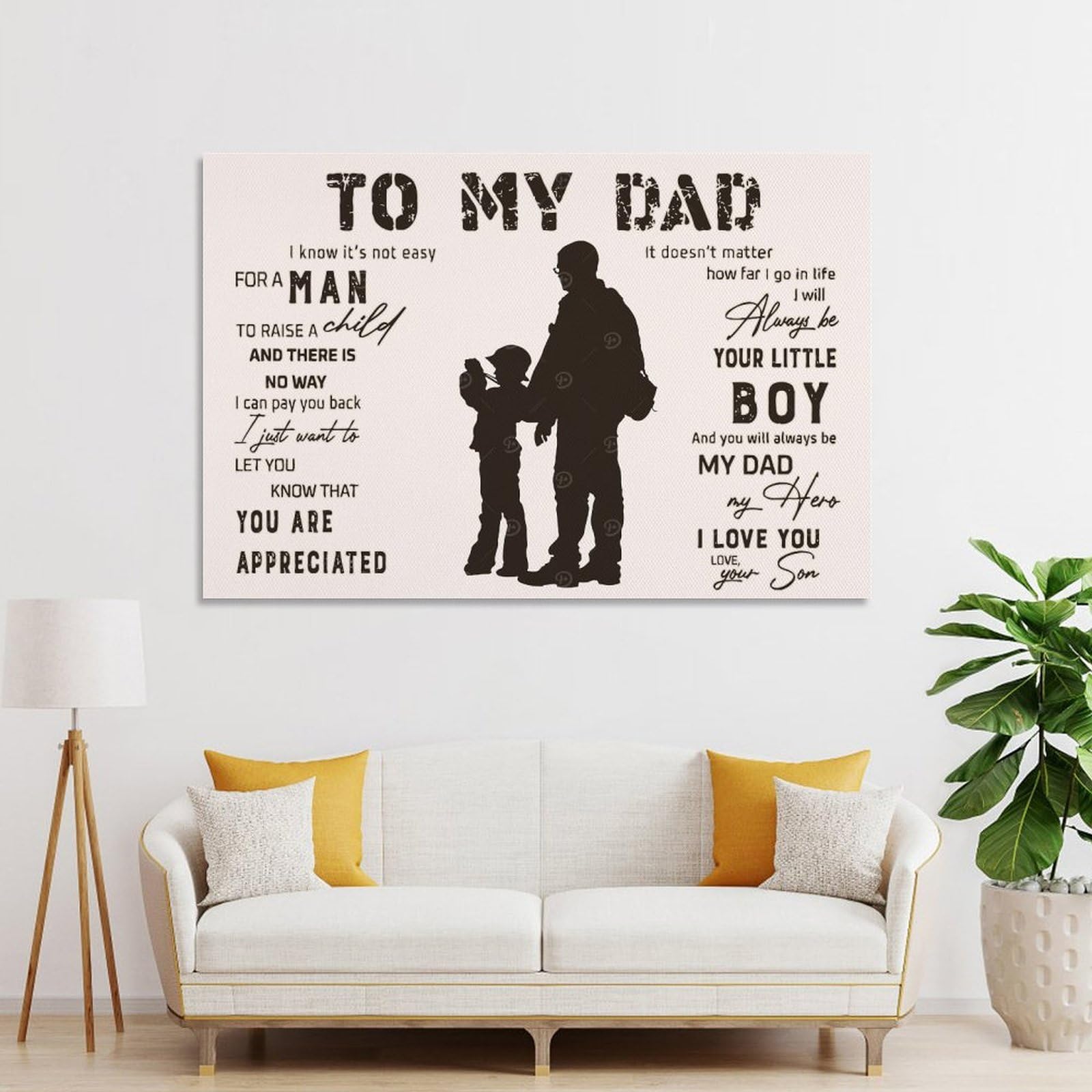 Junmoney To My Dad Picnic Canvas Wall Art 08x12inch(20x30cm), for Study, Office Or Focused Interiors, Home Office Artwork with Decorative Appeal