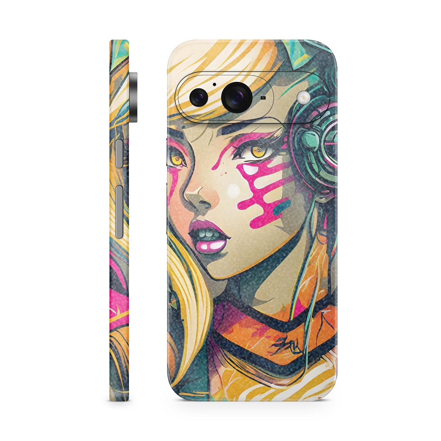 Glossy Glitter Phone Skin Compatible with Google Pixel 9 - Techno Punk - Premium 3M Vinyl Protective Wrap Decal Cover - Easy to Apply | Crafted in The USA by MightySkins