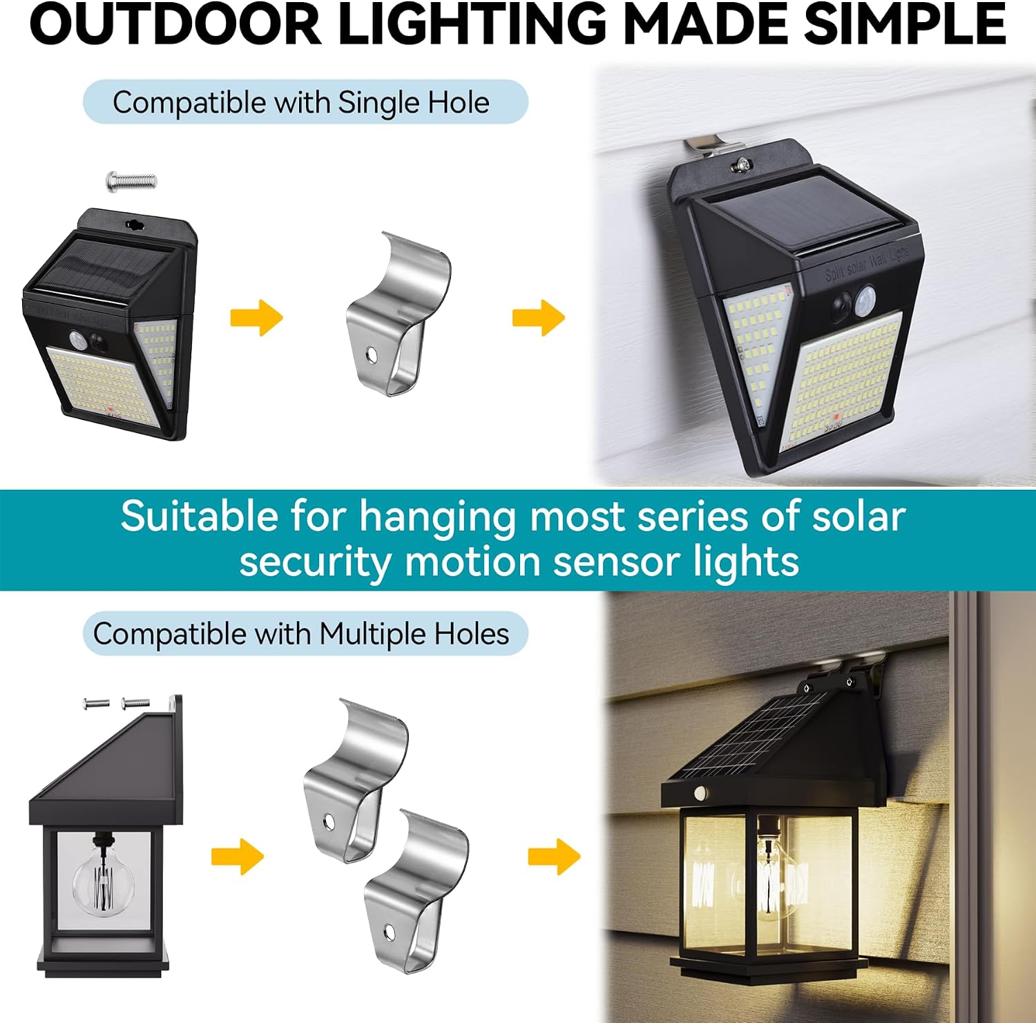 HUXOR 20 Pack Vinyl Siding Hooks for Solar Outdoor Lights, Clips for Hanging Motion Sensor Solar Security Light, Solar Powered Wall Lights, String Lights